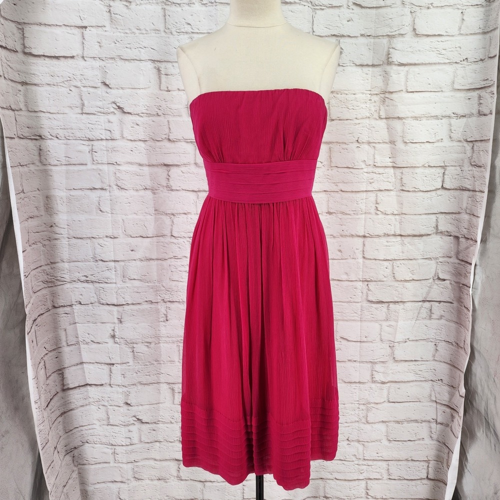 Y2K J Crew Silk Dress Preppy Twee Cocktail Pink Chic Party‎ Coastal Old Money 8